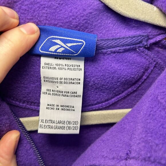 reebok Minnesota Vikings 1/4 Zip Fleece pullover Youth size XL With Pockets - Picture 6 of 11